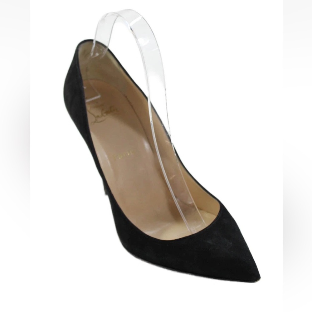 Christian Louboutin Womens Suede Pointed Toe Stiletto Pumps Black Size 39.5 9.5